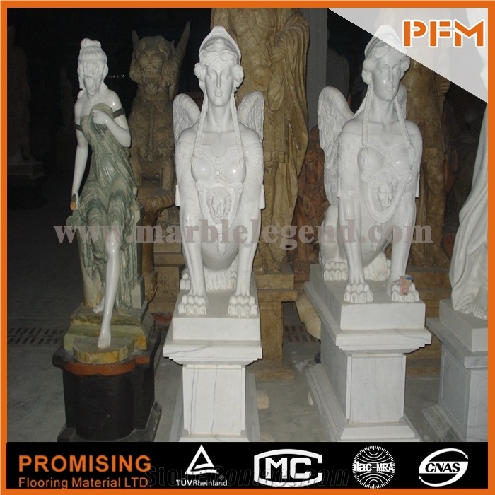 Hunan White Marble Sculptured Statue,Western European Customized Figure Human Hand Carving for Outdoor Garden