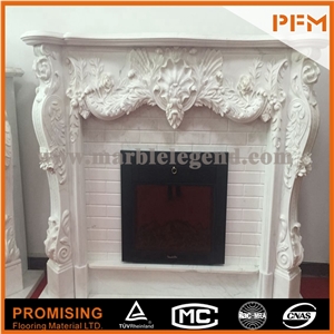 New Design / Western / European Customized Figure /Classy White Marble Hand Carving Sculptured Fireplace Mantel