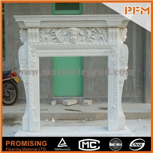 New Design / Western / European Customized Figure / European Style White Marblehand Carving Sculptured Fireplace Mantel