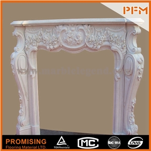 New Design / Western / European Customized Figure / High-End White Marble Hand Carving Sculptured Fireplace Mantel