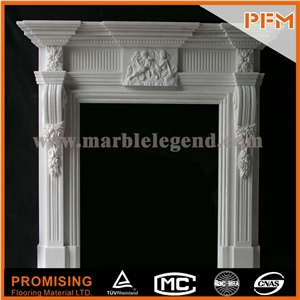 New Design / Western / European Customized Figure / Kingly White Marble Hand Carving Sculptured Fireplace Mantel