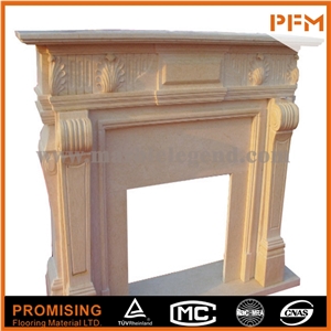 New Design Western European Customized Figure,Levadia Beige Marble High-End Beige Marble Hand Carving Sculptured Fireplace Mantel