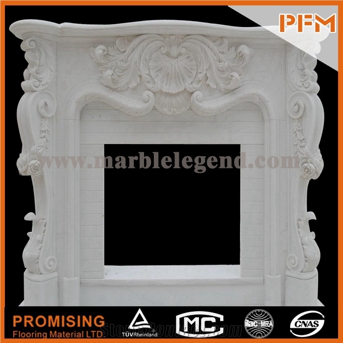 New Design / Western / European Customized Figure /Luxury White Marble/Hunan White Marble Hand Carving Sculptured Fireplace Mantel