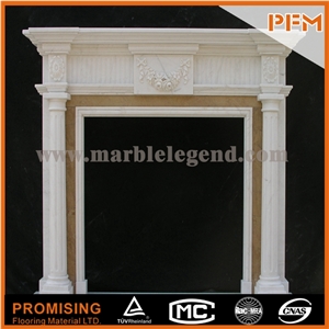 New Design / Western / European Customized Figure / Mixed Color Marble Hand Carving Sculptured Fireplace Mantel