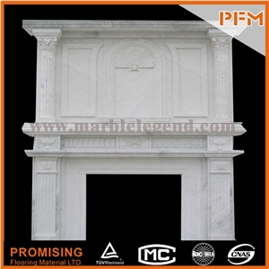 New Design / Western / European Customized Figure / Royal White Marble Hand Carving Sculptured Fireplace Mantel