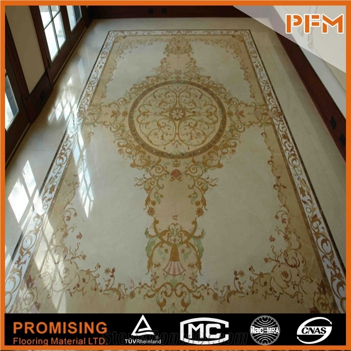 Popular Style among European Countries Customize Square Beige Large Flooring Water Ject Medallion