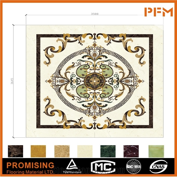 Popular Style among European Countries Customize Square Beige Large Flooring Water Ject Medallion