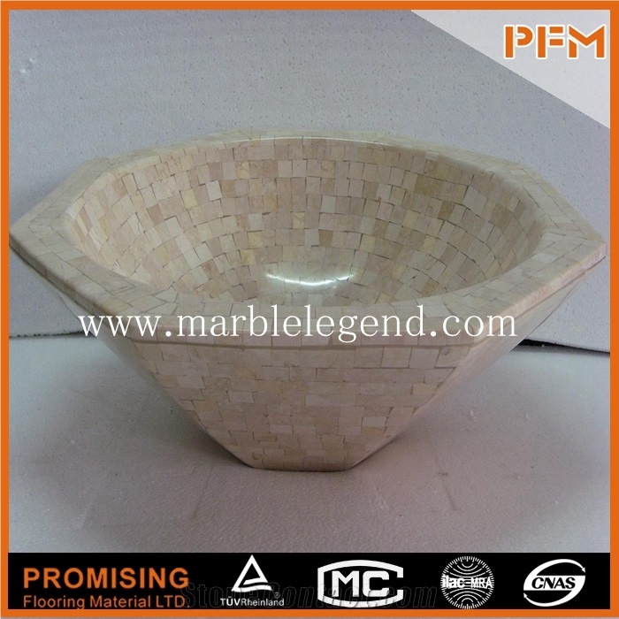 Popular Well Polished Marble and Onyx Mosaic Basin/Sink/430*430*135mm/Customized Size/ Best Quality/Interior Decoration for Bathroom Vanity Top