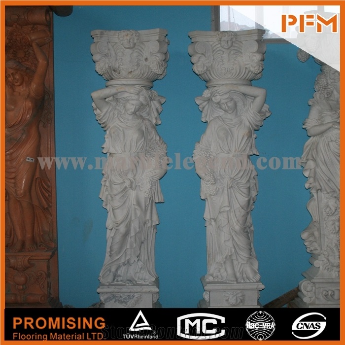 Unique Hunan White Marble Sculptured Statue,Western European Customized Figure Human Hand Carving for Outdoor Garden