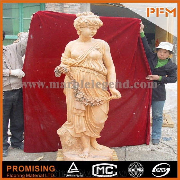 Yellow Marble Sculptured Statue /Western/European Customized Figure Human/Animal/ Hand Carving/For Outdoor/Garden