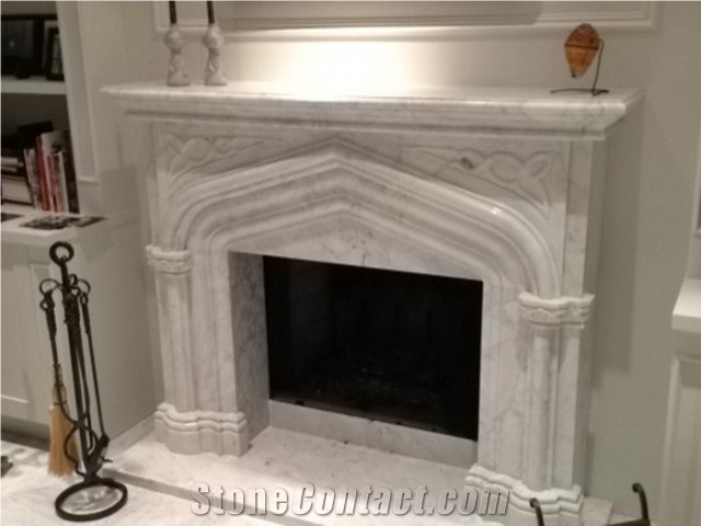 Carrara White Marble Fireplace