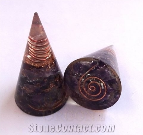Amethyst Orgonite Cone Orgone-Orgone Energy Amethyst Antenna (With Crystal Point) Wholesaler-Manufacturer-Supplier-Exporter