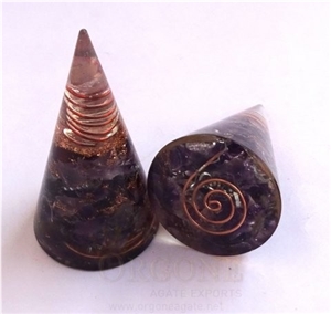 Amethyst Orgonite Cone Orgone-Orgone Energy Amethyst Antenna (With Crystal Point) Wholesaler-Manufacturer-Supplier-Exporter