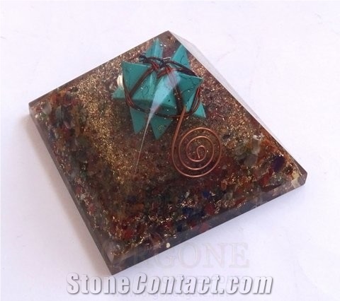 Chakra Stone Orgone Pyramid with Turquoise Markaba Orgonite-Orgone Energy Pyramid Healing Crystals