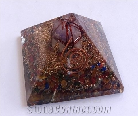 Mix Chakra Stone Orgone Pyramid with Amethyst Markaba Orgonite-Orgone Energy Pyramid Wholesale-Manufacturer-Supplier
