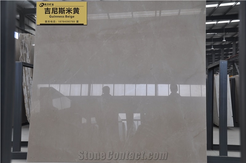 China Beige Marble Guiness Beige with High Quality, Good Gloss and Polished Floor Covering Tiles and Slabs