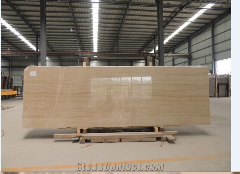 Chinese Hight Quality and Polished Beige Marble Grain Slab and Tiles in Sichuan