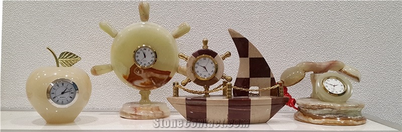 Turkey White Onyx Decorative Desk Clocks