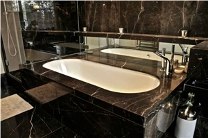 Black Royal Marble Bath Tub Deck