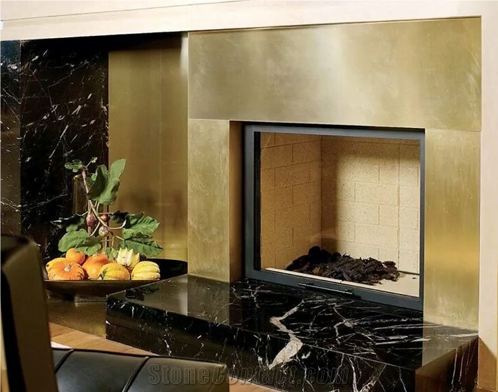 Black Royal Marble Fireplace Hearth