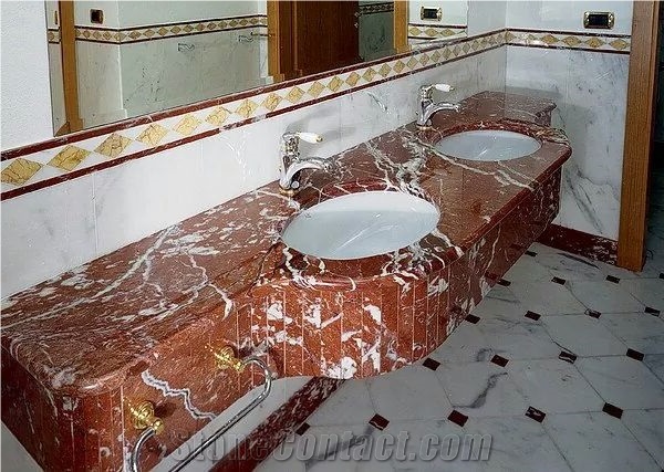 Red Ice Marble Bathroom Top