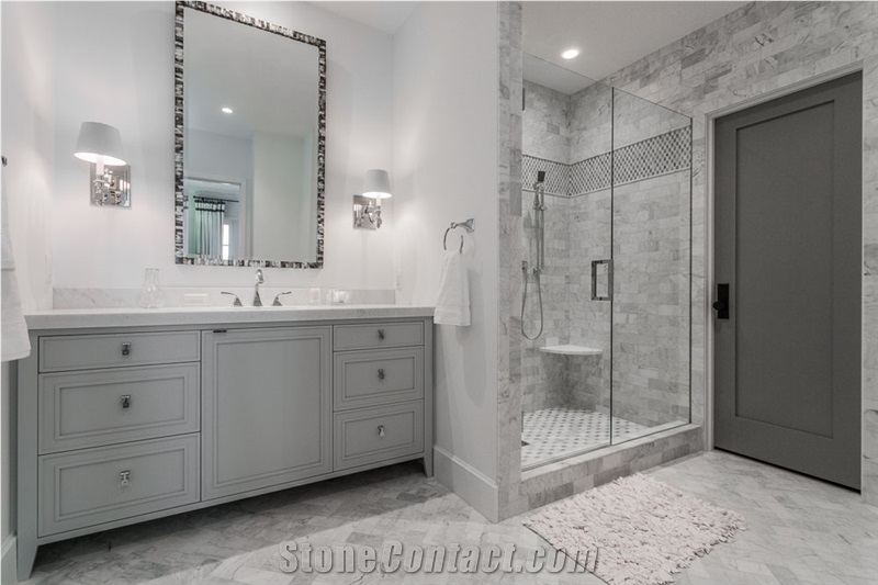 Silver Shadow Marble Bathroom Wall and Floor Application