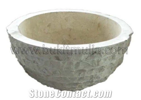 Indonesia Round White Marble Stone Sinks & Basin, White Marble Round Sinks