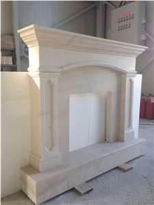Maljat Limestone Fireplace, White Limestone Fireplace