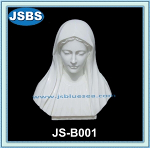 Mary Bust, White Marble Sculpture & Statue
