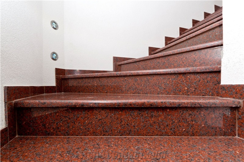 Royal Red Granite Full Bullnosed Staircase