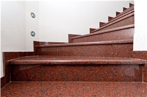Royal Red Granite Full Bullnosed Staircase