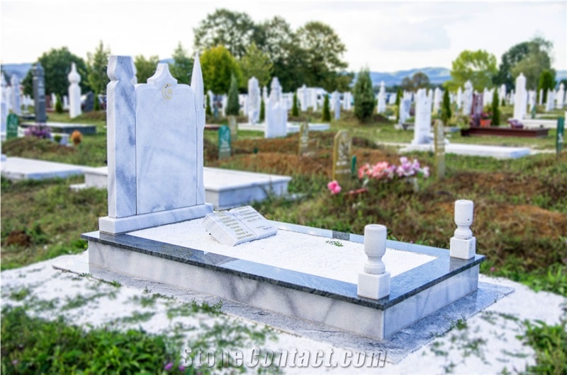White Marble Muslim Headstones, Islamic Graves, Tombstones