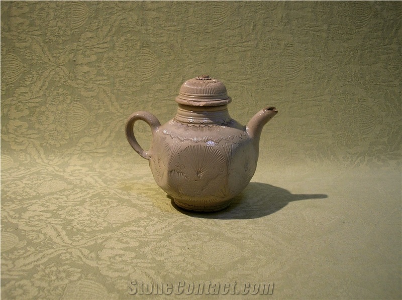 Small 18th Century Saltglazed Stoneware Teapot and Lid