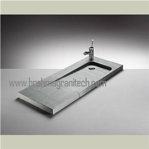 Grey Marble Solid Carved Rectangle Sink, Wash Basin