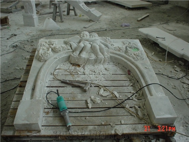 White Marble Indoor Used Fireplace Mantel,Fireplace Kits Indoor