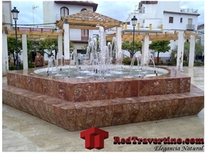 Rojo Aurora Marble Exterior Fountain, Red Spain Marble Garden Fountains