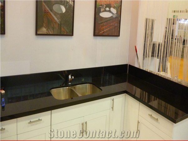 Absolute Black Granite Kitchen and Bathroom Countertops, Absolute Black Granite Slabs for Black Granite Countertops