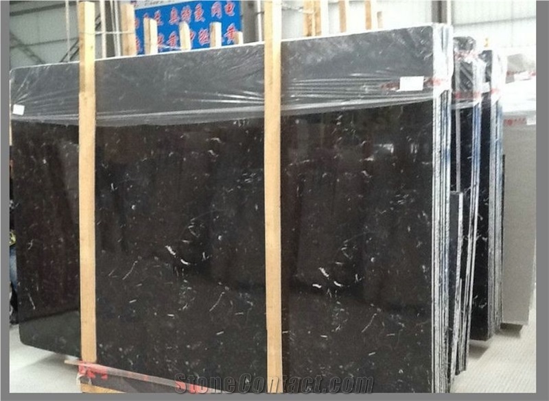 Black Ice Crystal Marble Polished Machine Cutting Tiles, Black Flower Marble Slabs Wall Covering