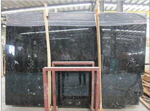Black Ice Crystal Marble Polished Machine Cutting Tiles, Black Flower Marble Slabs Wall Covering