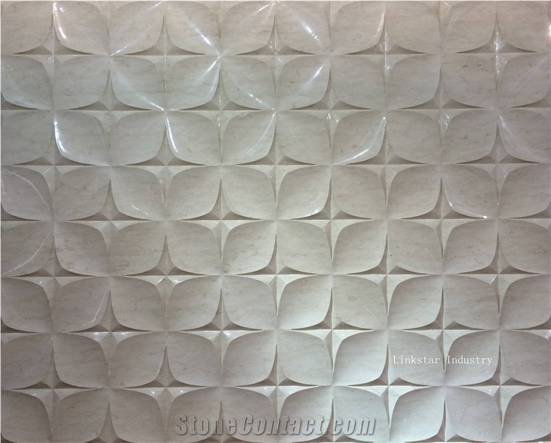 Natural Beige Marble 3d Cnc Wall Panels