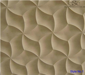 3d Cnc Beige Marble Natural Stone Carving Walling