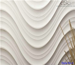 3d Cnc White Limestone Natural Stone Carving Walling