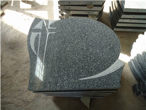 China Snow Black Granite Headstone,Poland Style