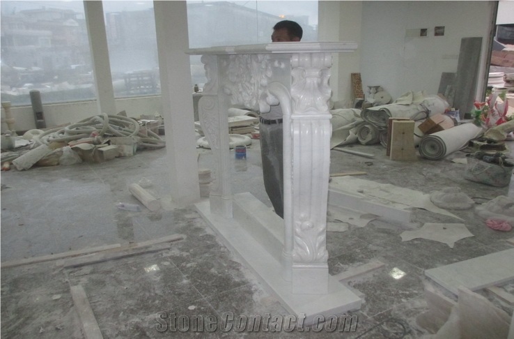 High Quality Chinese Marble Hunan White Marble Fireplace Surround