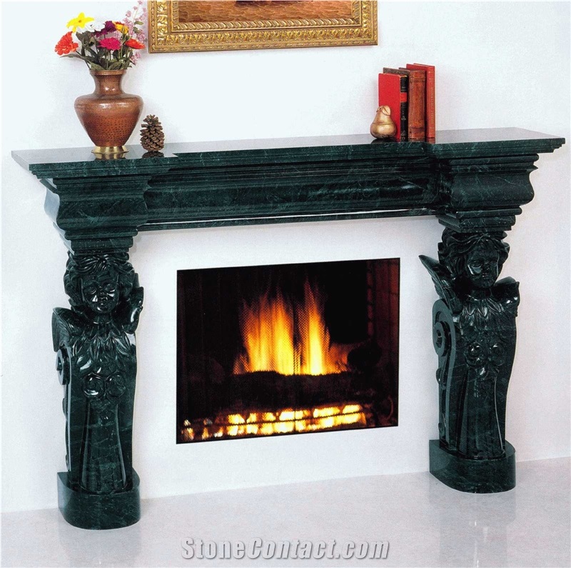 Hot Sale Dark Green Marble Fireplace Mantel