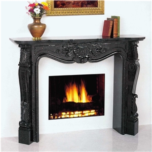 India Black Granite Black Galaxy Fireplace Mantel