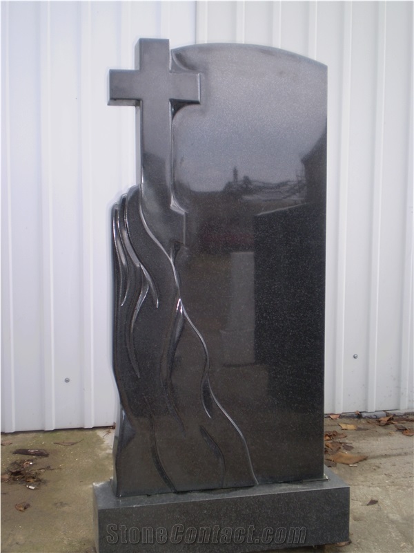 Popular Western Russian Style Monument Mongolia Absolute China Black Tombstone Designs with Cross, Upright Headstones, Engraved Gravestones, Natural Stone Fumeral Cemetery Use, Custom Bevel Stone
