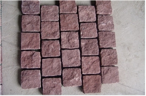 Red Porphyry Cube Paving Stone Size 10*10*10
