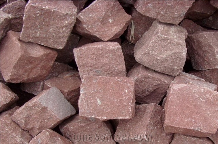 Red Porphyry Cube Paving Stone Size 10*10*10