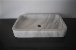 White Carrara Water Wash Basins Sinks, Bianco Carrara White Marble Wash Basins